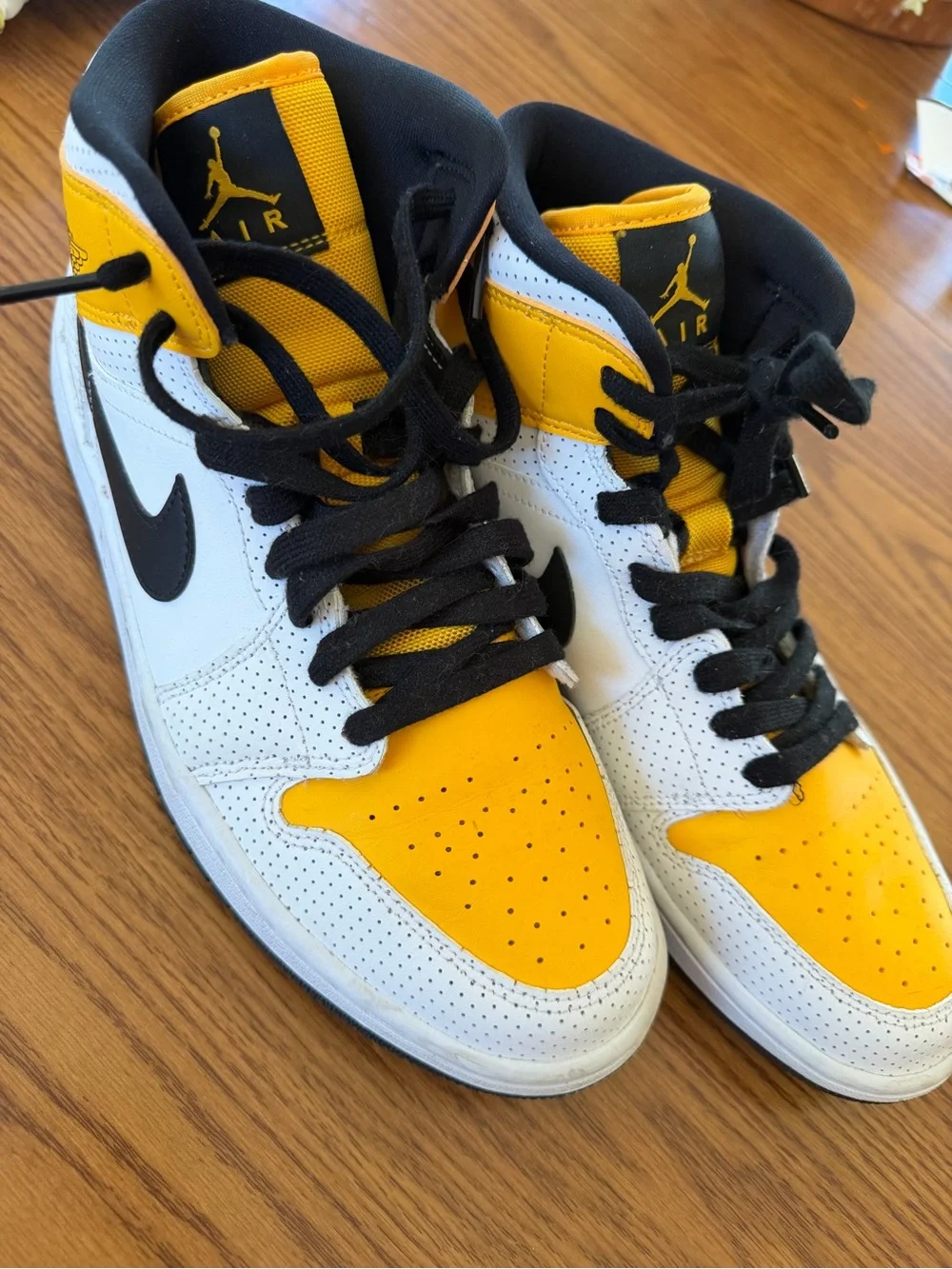 Jordan Men’s High-Top Sneakers — White & Yellow